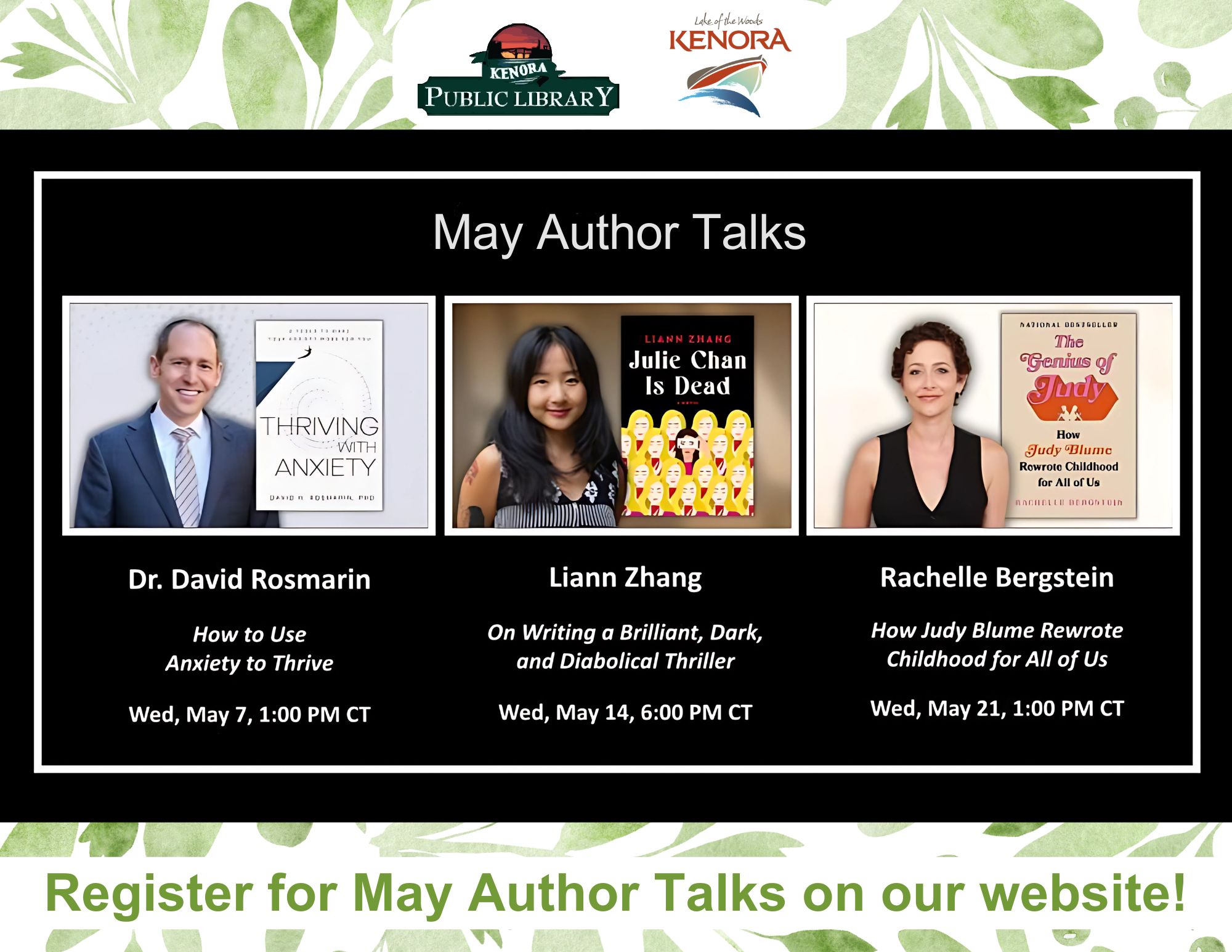 Kenora Public Library May Author Talks